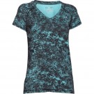 UA HEATGEAR ARMOUR PRINTED MESH SHORTSLEEVE T-shirt noir / turquoise (face)